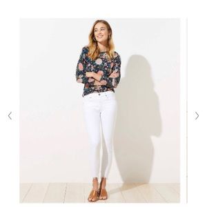 Loft White Rough Hem Cropped Skinny Jeans in 28 / 6 NWT